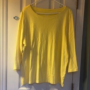 Coldwater Creek Yellow 1X Women's 3/4 sleeve Boatneck Top